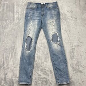 Fashion Nova Men Distressed Paint Splatter Skinny Fit Jeans Size 32‎